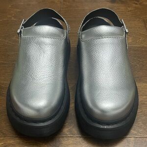 Dr. Martens Silver Slingback Mules